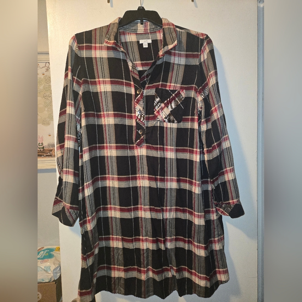 J Jill plaid Long Sleeve Shirt Dress